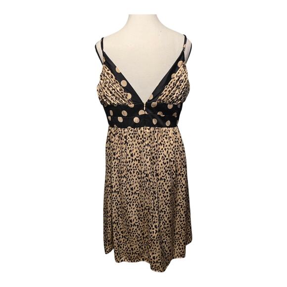 OC by OC Babydoll Dress Womens Large 100% Silk Leopard Polka Dot Print Retro - Picture 3 of 10